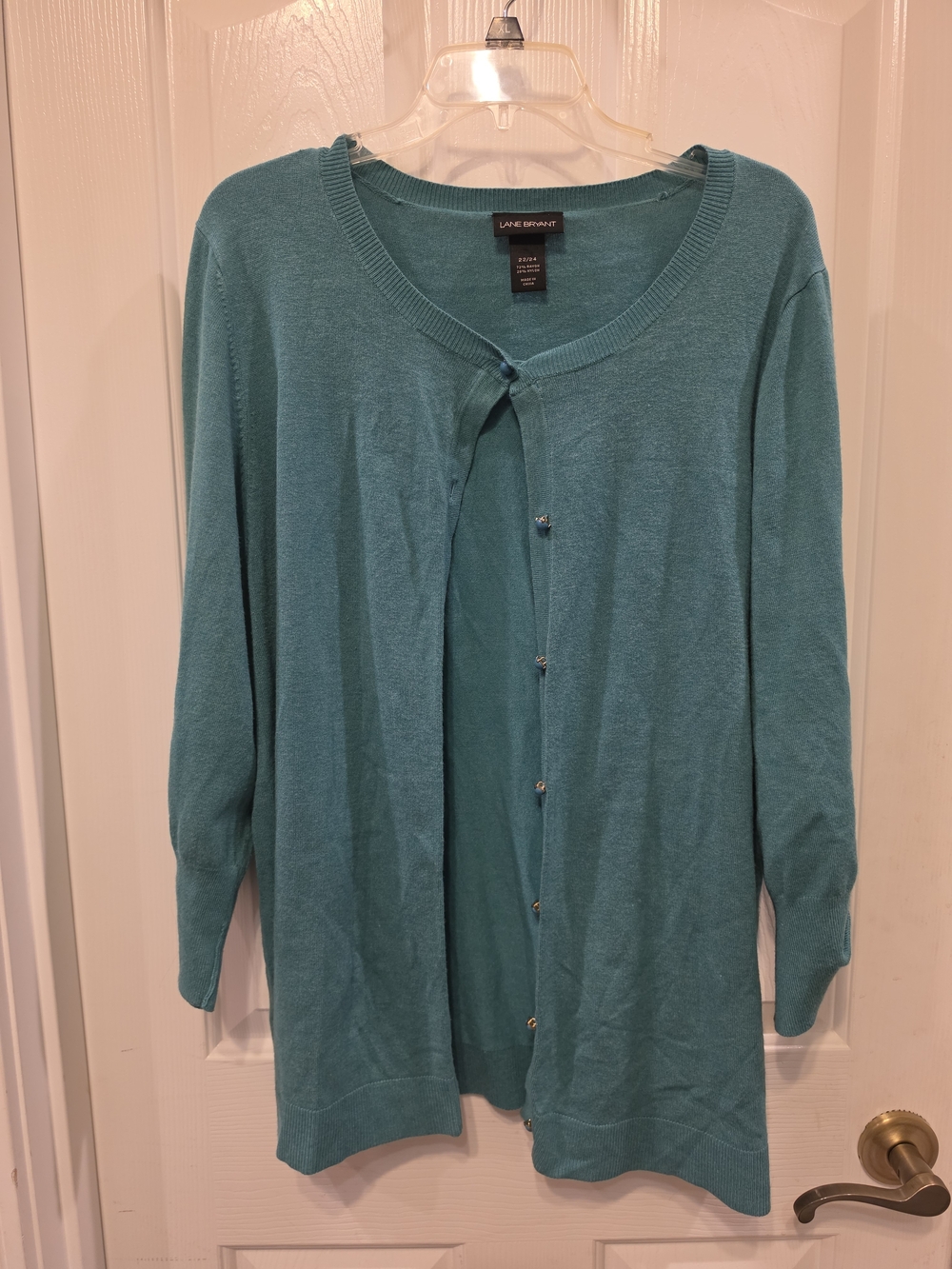 Lane Bryant Teal Crewneck Button Cardigan
